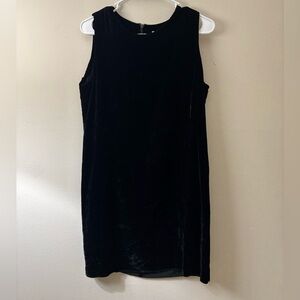 Vintage 90s-Y2K GAP Black Crushed Velvet Dress Size 8 |Minimalist Slip Style